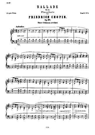 Chopin Ballade No.2 Op.38 score for Piano