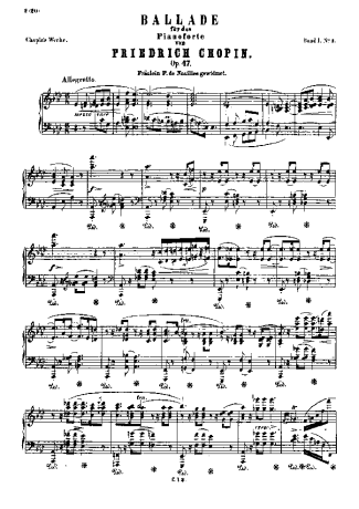 Chopin Ballade No.3 Op.47 score for Piano