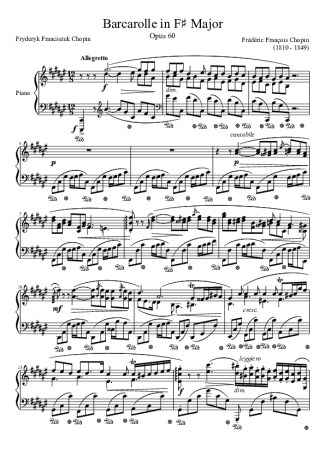 Chopin  score for Piano