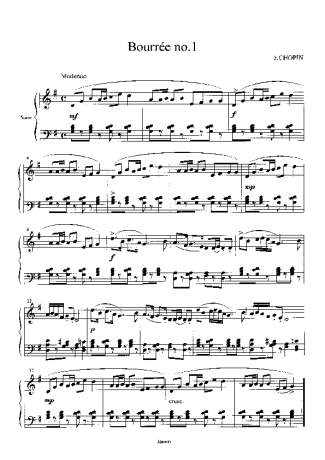 Chopin Bourrée No1 score for Piano