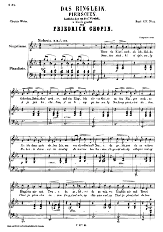 Chopin Das Ringlein score for Piano