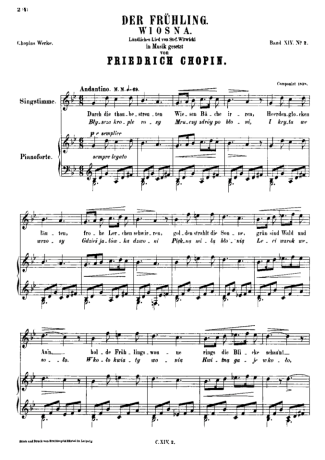 Chopin Der Fruhling score for Piano