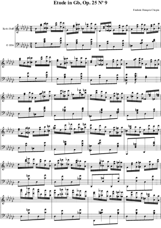 Chopin Estudo em GbM Op.25 no.9 score for Piano