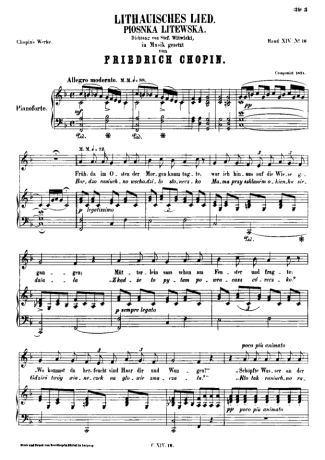 Chopin Lithauisches Lied score for Piano