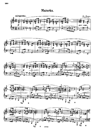 Chopin Mazurka In A Minor B.134 score for Piano