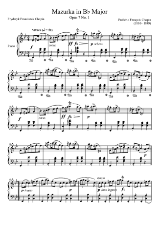 Chopin Mazurka In Bb Major score for Piano