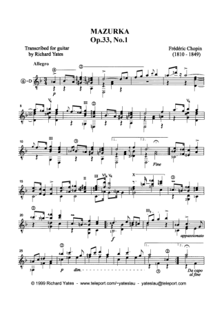 Chopin  score for Acoustic Guitar