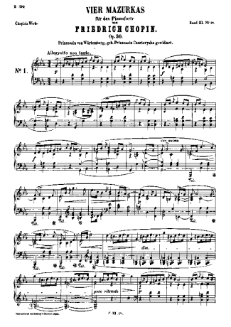 Chopin Mazurkas Op.30 score for Piano