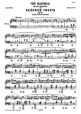 Chopin Mazurkas Op.41 score for Piano