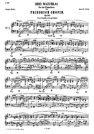 Chopin Mazurkas Op.50 score for Piano