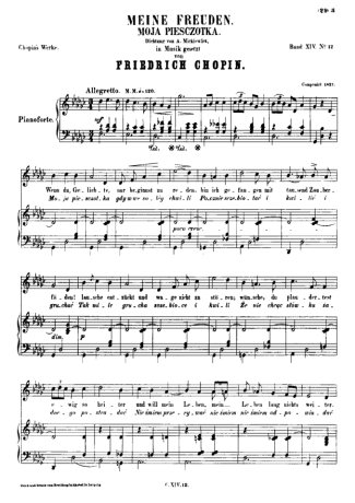 Chopin Meine Freuden score for Piano
