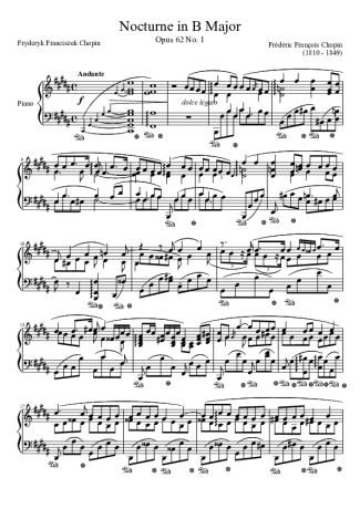 Chopin  score for Piano