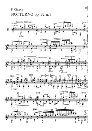 Chopin Notturno Op 32 N 1 score for Acoustic Guitar