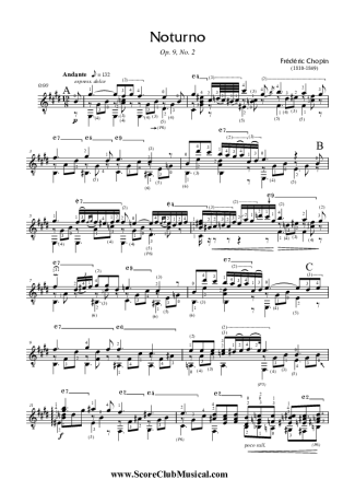 Chopin  score for Acoustic Guitar