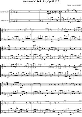 Chopin Noturno em Ebm no.16 Op.55 no.2 score for Piano