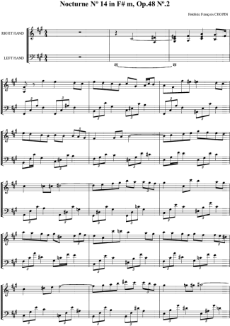 Chopin Noturno em Fm no.14 Op.48 no.2 score for Piano