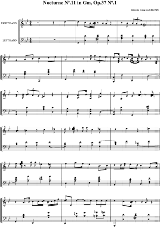 Chopin Noturno em Gm no.11 Op.37 no.1 score for Piano