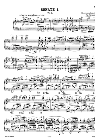 Chopin Piano Sonata No.1 Op.4 score for Piano
