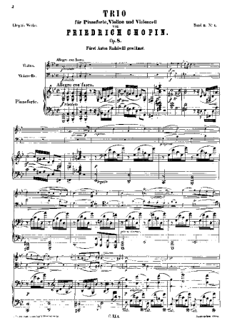 Chopin Piano Trio Op.8 score for Piano