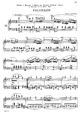 Chopin Polonaise In Ab Major B.5 score for Piano