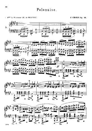 Chopin Polonaise In F# Minor Op.44 score for Piano