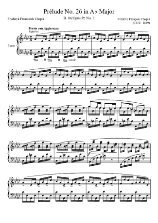 Chopin Prelude No 26 score for Piano