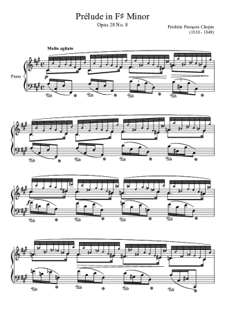 Chopin Prelude Opus 28 No. 08 In F Minor score for Piano