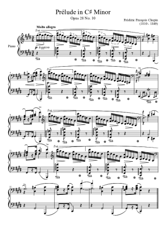 Chopin Prelude Opus 28 No. 10 In C Minor score for Piano