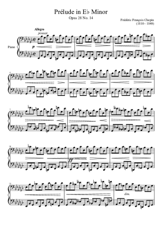 Chopin  score for Piano