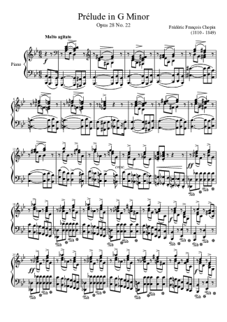 Chopin Prelude Opus 28 No. 22 In G Minor score for Piano