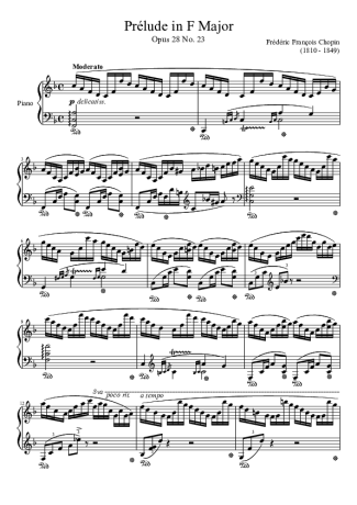 Chopin Prelude Opus 28 No. 23 In F Major score for Piano