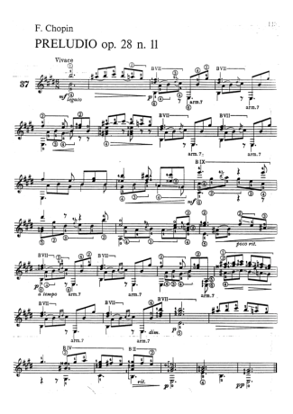 Chopin Preludio Op 28 N. 11 score for Acoustic Guitar