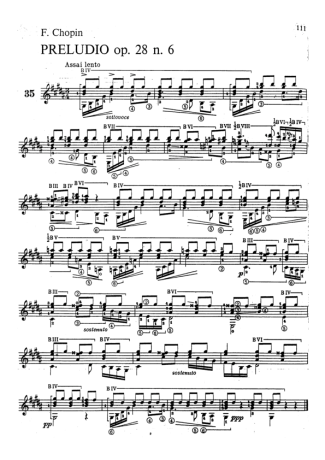 Chopin Preludio Op. 28 N. 6 score for Acoustic Guitar