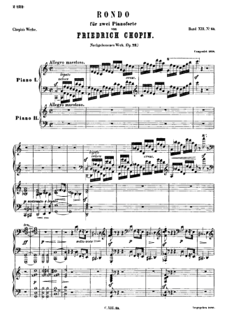 Chopin Rondo In C Major Op.73 score for Piano