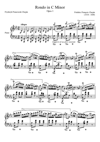Chopin Rondo Opus 1 In C Minor score for Piano