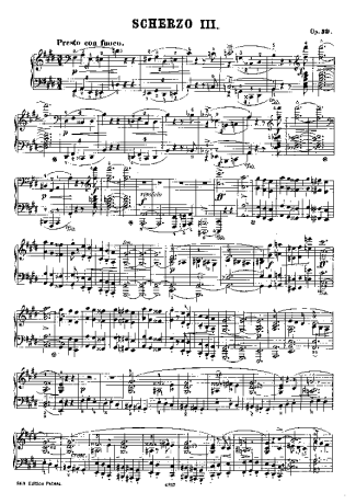 Chopin Scherzo No.3 Op.39 score for Piano