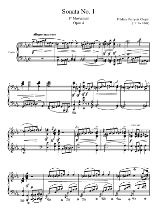 Chopin Sonata No. 1 1st Movement score for Piano