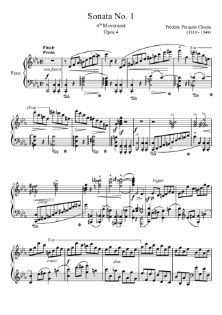 Chopin Sonata No. 1 4th Movement score for Piano