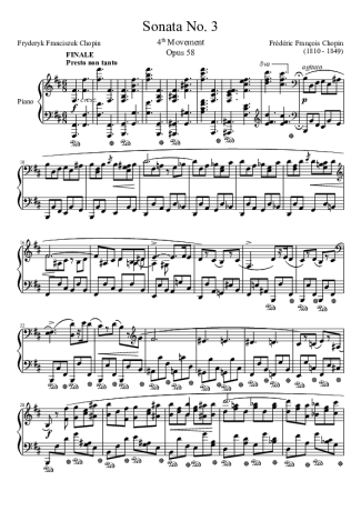 Chopin Sonata No. 3 4th Movement score for Piano