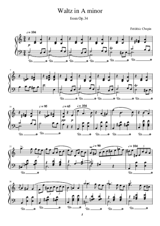 Chopin Waltz In A Minor - Frederic Chopin score for Piano