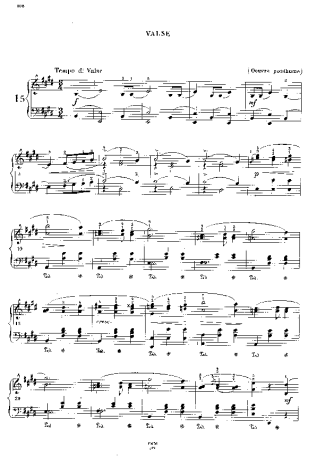 Chopin Waltz In E Major B.44 score for Piano