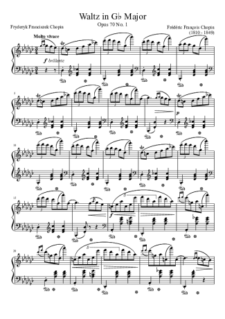 Chopin Waltz Opus 70 No. 1 In G Major score for Piano