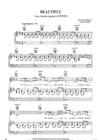 Christina Aguilera Beautiful score for Piano