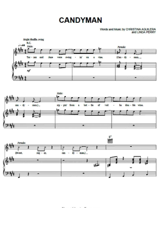 Christina Aguilera Candyman score for Piano