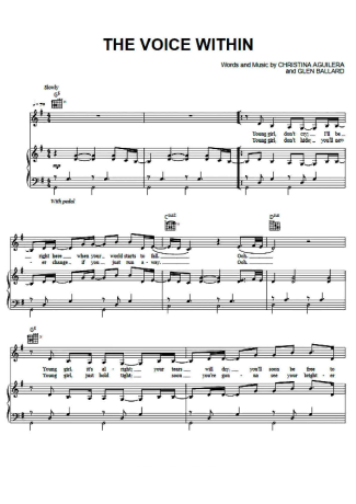 Christina Aguilera The Voice Within score for Piano