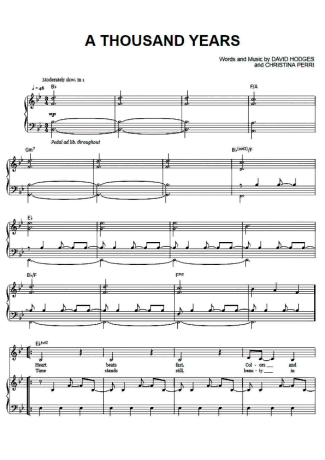 Christina Perri A Thousand Years (V2) score for Piano