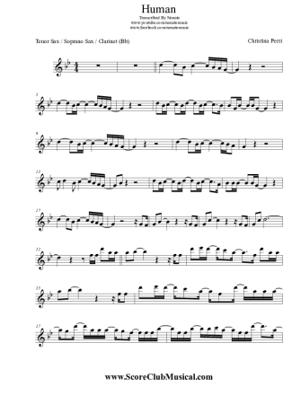 Christina Perri Human score for Clarinet (Bb)