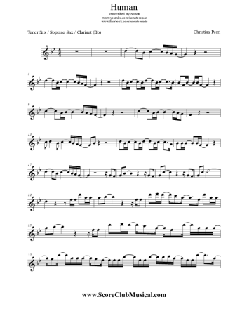 Christina Perri  score for Clarinet (Bb)