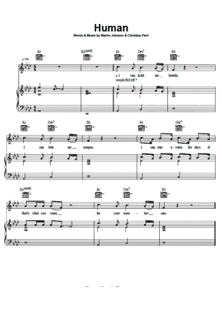 Christina Perri Human score for Piano