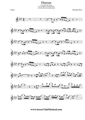 Christina Perri Human score for Violin